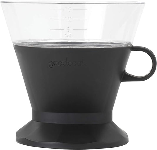 GoodCook Koffe BPA-Free Plastic Auto-Drip Pour Over Coffee Maker with #2 Paper Filters,Black
