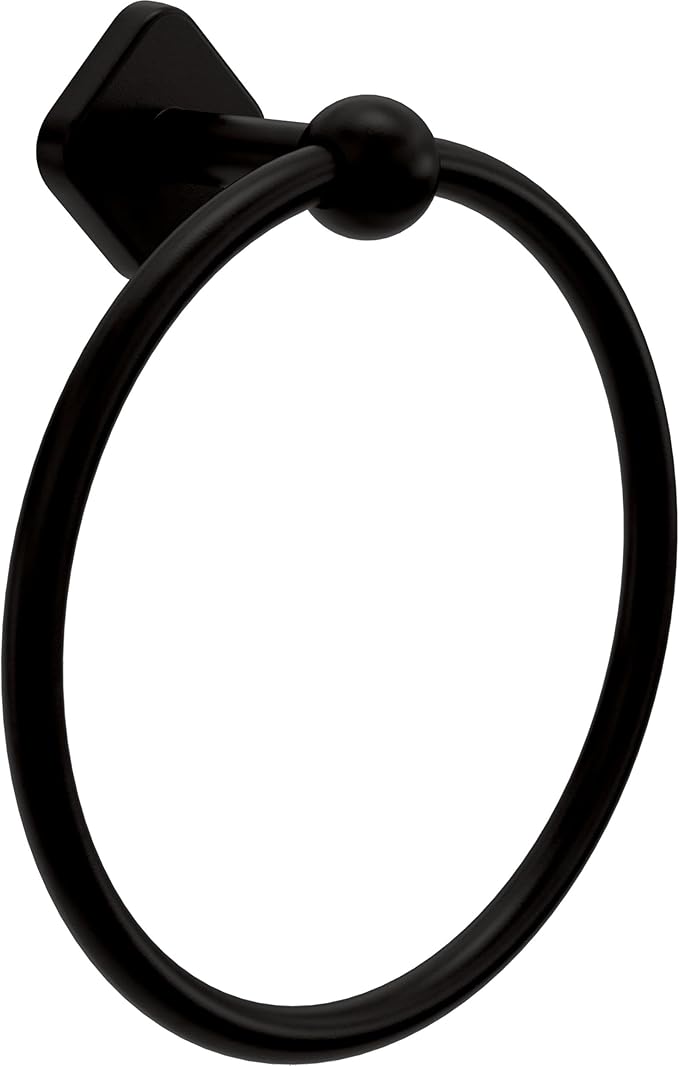 Franklin Brass Gainesville (1-Pack) Hand Towel Holder Matte Black Towel Racks for Bathroom Wall Round Towel Ring Holder for Bath Towel Hanger for Kitchen, Bathroom Accessories GNV46-MB