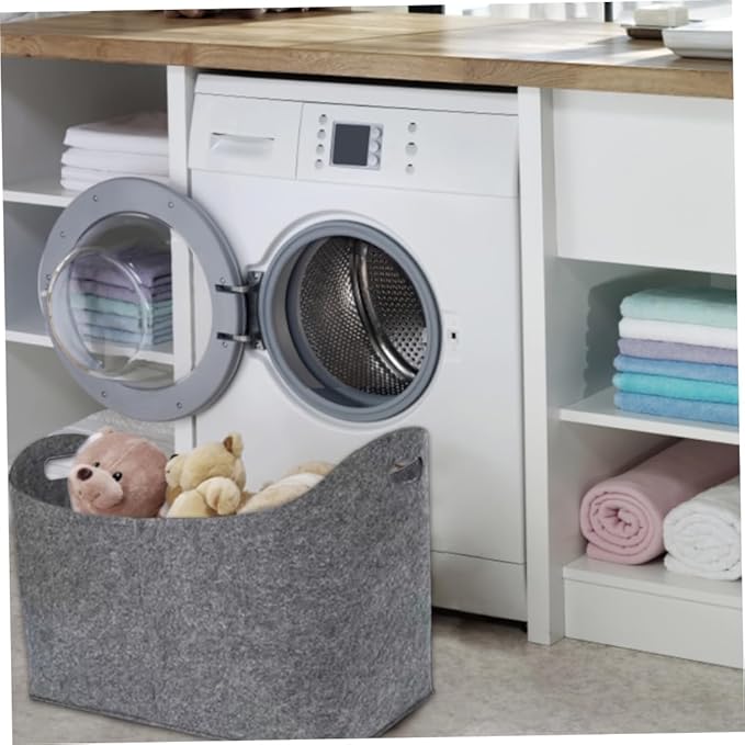 Felt Bags Firewood Basket with Handles Felt Log Storage Basket for Shopping Newspapers GreyDecor