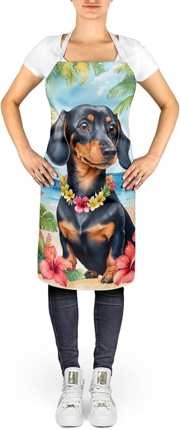 Caroline's Treasures Dachshund Luau Apron Cooking Kitchen Server Baking Crafts Gardening for Adult Women Men, Unisex, Large, Multicolor