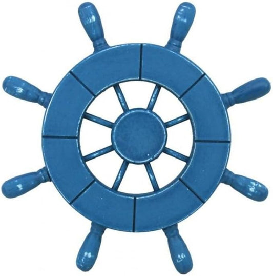 Hampton Nautical Wheel-9-100 Rustic Decorative Ship Wheel, 9", Light Blue