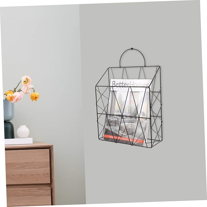 Hanging Wall Files Magazine Holder Decorative Wire Mounted Storage Baskets for Organizing Magazines Books Newspapers Office Home Bedroom Living Room