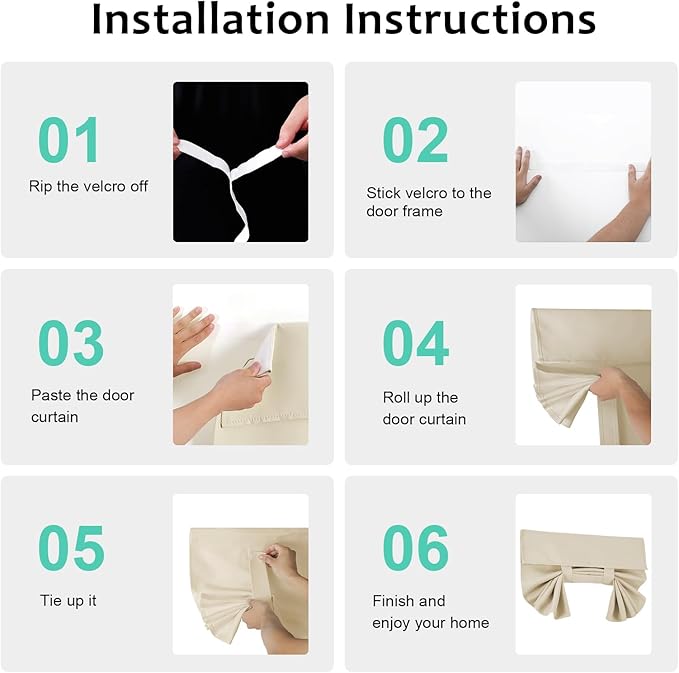 WdFour Side Door Curtains for Window, Room Darkening Solid Color Covering for Glass Front Door, Sidelight Curtain Tie up Shade 25W x 20L Inches, 1 Panel, Oatmeal