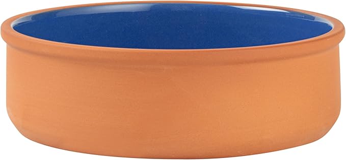 Restaurantware-Terra Tek 34 Ounce Terracotta Cazuelas, 2 Blue Glazed Clay Pots For Cooking - Oven-Ready, Microwavable, Terracotta Serving Pots, Dishwashable, For Cooking And Serving