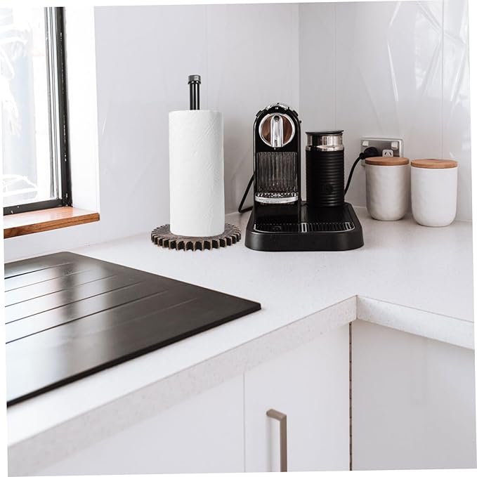 Holibanna Rustic Industrial Iron Paper Towel Holder Freestanding Vintage Kitchen Roll Dispenser for Home and Bathroom Space-Saving Design Stylish Water Pipe Shape