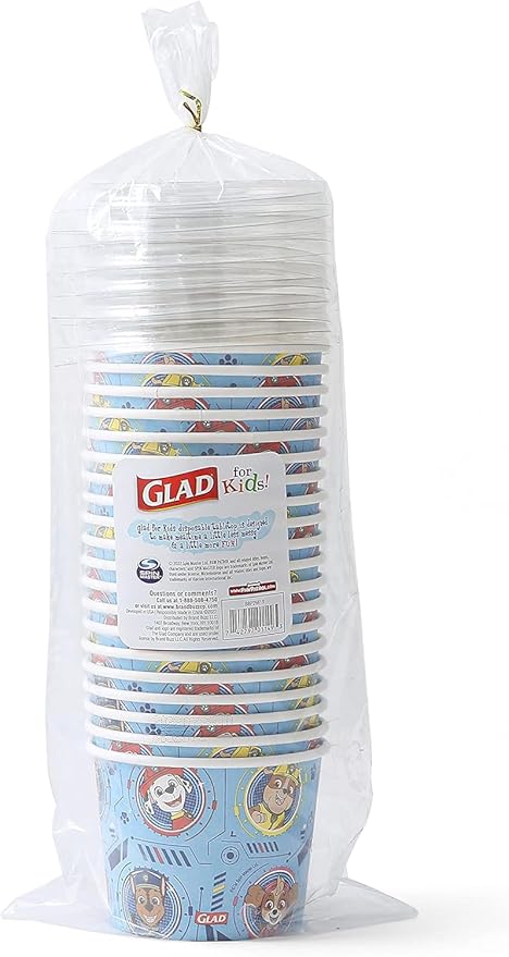Glad for Kids PAW Patrol Paper Snack Bowls with Lids - Disposable Bowl for Snacks and Everyday Use with Core Pups Blue Pattern, 12 oz, 20 Count - 6 Pack