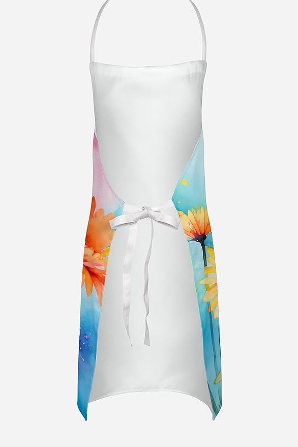 Caroline's Treasures Gerbera Daisies in Watercolor Apron Cooking Kitchen Server Baking Crafts Gardening for Adult Women Men, Unisex, Large, Multicolor