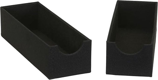 Household Essentials 2-Pack of Drawer Organizers, Sturdy Chipboard with Soft Polyester Cover, Handy and Fashionable Organization Solution, 3” H x 4” W x 12” D, Black Linen