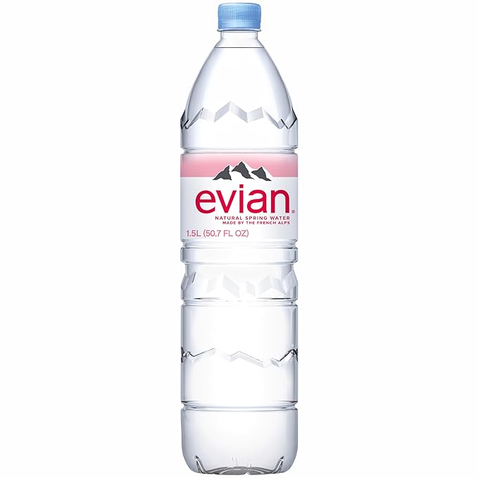 Evian Natural Spring Water, 1.5 L bottle (Pack of 12)