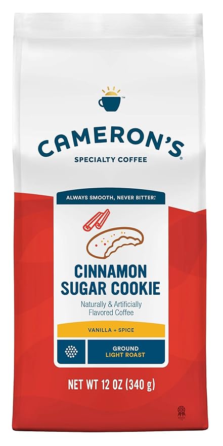 Cameron's Coffee Roasted Ground Coffee Bag, Flavored, Cinnamon Sugar Cookie, 12 Ounce, Pack of 6 - NEW
