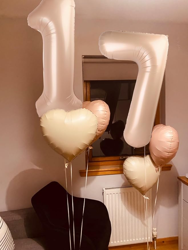 40 Inch Number 7 Balloon, 6 7 Birthday Decorations, Light Brown Seven Birthday Decor, 7 17 27 70 Year Old Balloon Number for Engagement, Wedding, Graduations