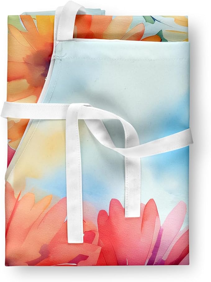 Caroline's Treasures Gerbera Daisies in Watercolor Apron Cooking Kitchen Server Baking Crafts Gardening for Adult Women Men, Unisex, Large, Multicolor