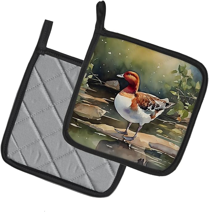 Caroline's Treasures Redhead Duck Pair of Pot Holders Kitchen Heat Resistant Pot Holders Sets Oven Hot Pads for Cooking Baking BBQ, 7 1/2 x 7 1/2