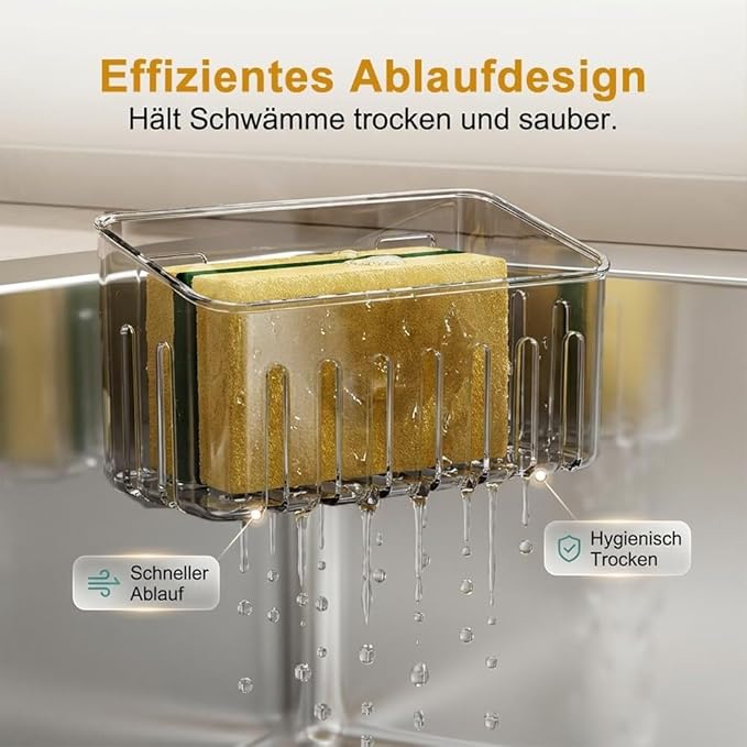 2026 New Sponge Holder for Kitchen Sink, Sink Sponge Caddy Organizer with Suction Cups, Kitchen Storage Rack Organizer Accessories for Dish Brush, Scrubber (Square)(Square*2)