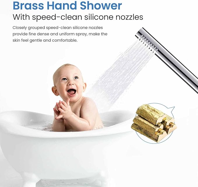 KIBI Circular Floor Mount Bathtub Faucet with Hand Shower | Single Handle Freestanding Tub Filler | Modern Bath Faucet for Tub and Shower | Chrome Finish, KTF301