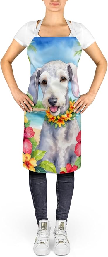Caroline's Treasures Bedlington Terrier Luau Apron Cooking Kitchen Server Baking Crafts Gardening for Adult Women Men, Unisex, Large, Multicolor