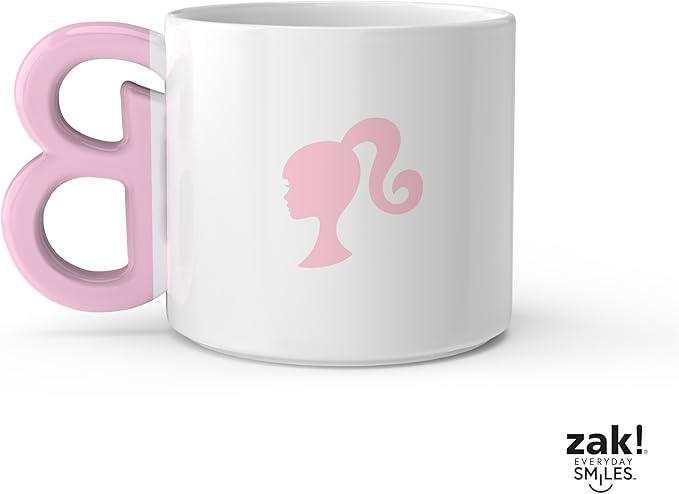 Zak Designs Barbie Ceramic Coffee Mug for Hot Drinks, Collectible Keepsake with Sculpted Handle (15 oz, Barbie)