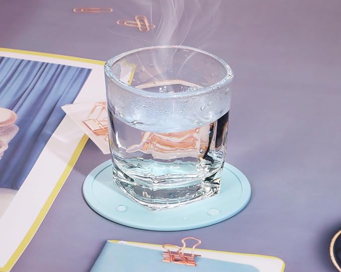 ONLYKXY 3 Pieces 3.93 Inch Silicone Coasters, Round Coasters for Drinks, Beverage Coffee Tea Coaster (Light Blue)