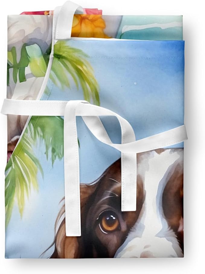 Caroline's Treasures English Springer Spaniel Luau Apron Cooking Kitchen Server Baking Crafts Gardening for Adult Women Men, Unisex, Large, Multicolor