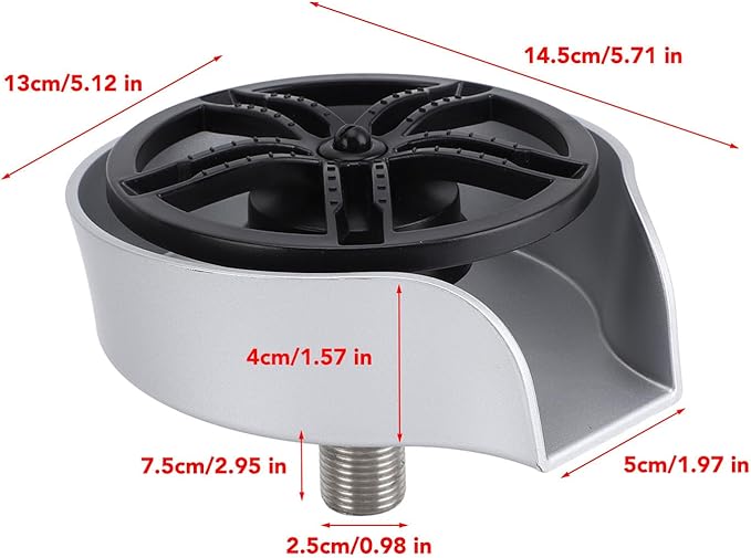 Automatic Glass Rinser for Kitchen Sink, Stainless Steel Cup Washer with G1/2 Thread, Professional Corrosion-Resistant Pressure Glass Washer, ABS Plastic Base