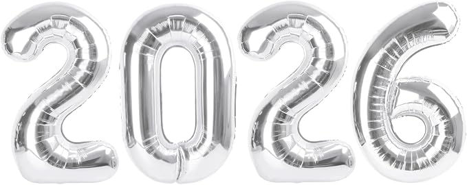 Silver Numbers Balloon, 40 Inch Balloons, Happy New Years 2026, Balloons for New Years Eve Party Supplies 2026, Graduation Decoration, 2 6 20 26 Birthday Parties