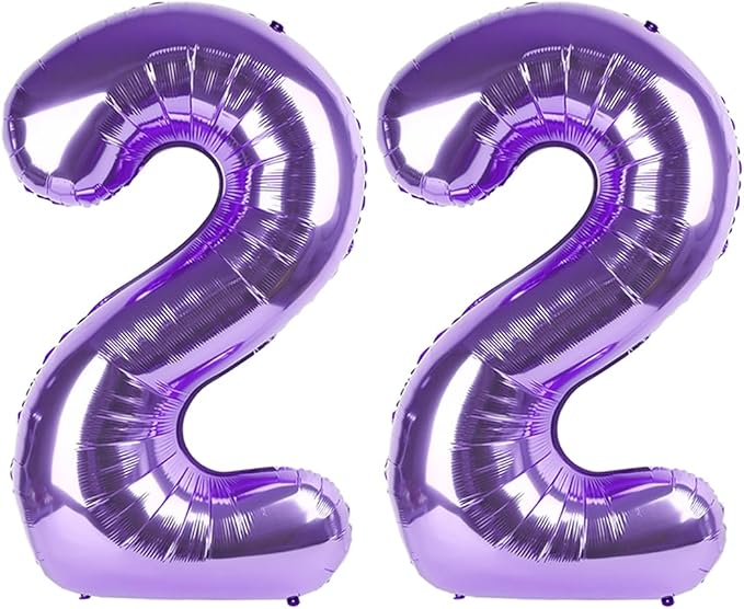 Large 22 Balloons Number Birthday Party Decorations, 40 Inch Baloons for Women Men, Purple Number Decor for Party, Marriage Proposal, Wedding Events