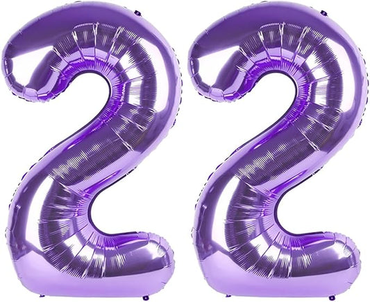 Large 22 Balloons Number Birthday Party Decorations, 40 Inch Baloons for Women Men, Purple Number Decor for Party, Marriage Proposal, Wedding Events
