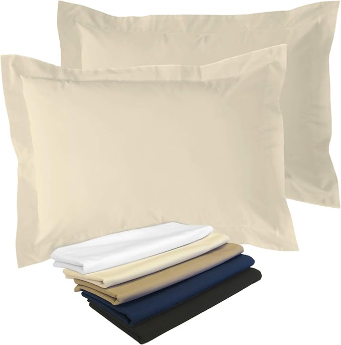 FRESH IDEAS Poplin Tailored 2-Pack Pillow Sham, Standard, Ivory