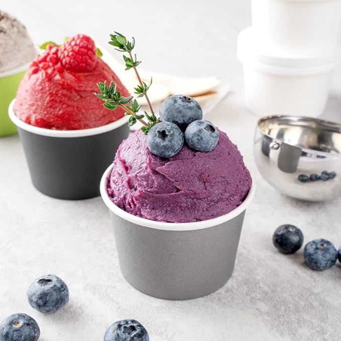 Coppetta 4 Ounce Dessert Cups, 200 Disposable Ice Cream Cups - Lids Sold Separately, Heavy-Duty, Gray Paper Frozen Yogurt Bowls, For Hot And Cold Foods, Perfect For Gelato Or Mousse - Restaurantware