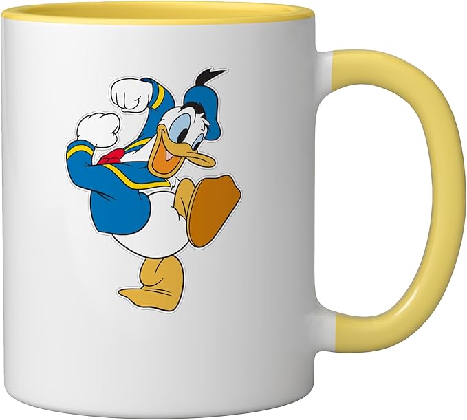 Disney Donald Duck Ready To Go Ceramic Mug, Yellow/White