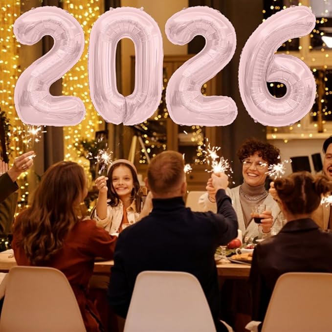 2026 Balloons, 2026 Foil Number Balloons, 40 inch 2026 Balloons New Year, Large Rose Gold 2026 Mylar Balloons for 2026 New Years Eve Party Supplies Festival Birthday Anniversary Graduation Decorations