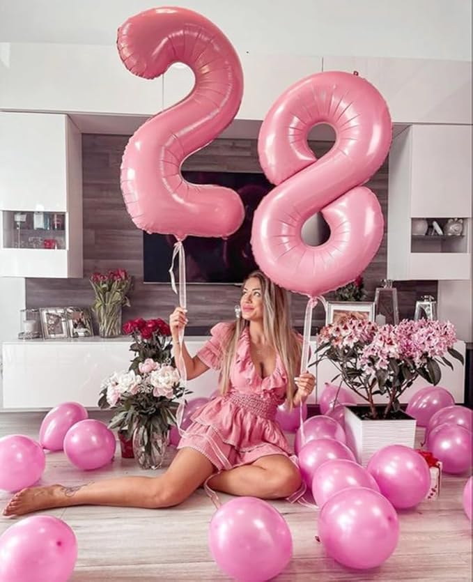 18 Balloon Numbers, Numbers 18 Balloons 40 In, 18th Birthday Decorations for Boys Girls, 81st Pearl Pink Birthday Big Party Decorations for Engagement, Celebration Party, Graduations