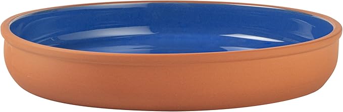 Restaurantware-Terra Tek 34 Ounce Terracotta Cazuelas, 2 Blue Glazed Clay Pots For Cooking - Oven-Ready, Microwavable, Terracotta Serving Pots, Dishwashable, For Cooking And Serving