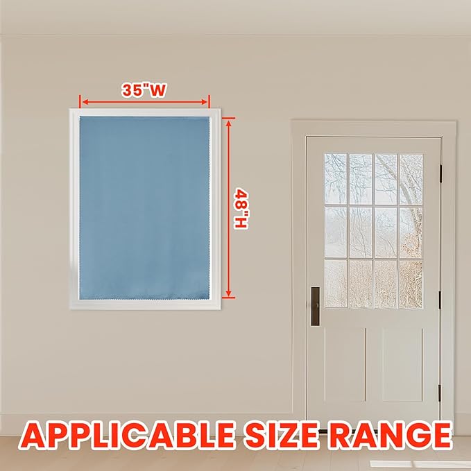 AJAZZ self Adhesive Portable 100% Blackout Curtains Simple and Easy to installBedroom Window Thermal Lnsulated Kitchen Room Darkening Black Small Drapes 1-Pack