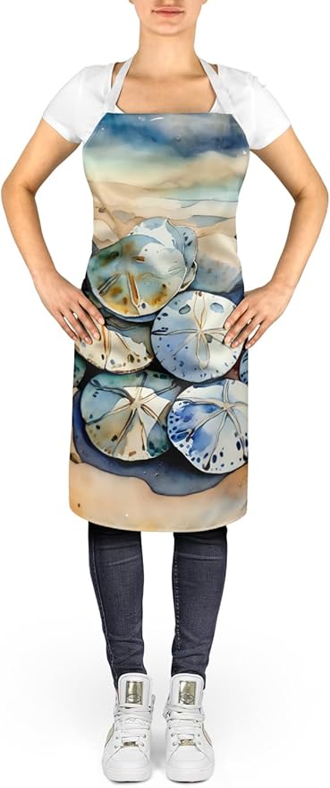 Caroline's Treasures Sand Dollars Apron Cooking Kitchen Server Baking Crafts Gardening for Adult Women Men, Unisex, Large, Multicolor