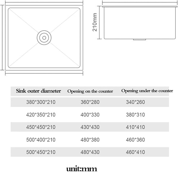 Kitchen Under-Counter Stainless Steel Studio Apartment Kitchen Fixture Kitchen Utility RV Mini with Siphon Compact Dish Washing Basins(Black Steel-42X35X21cm