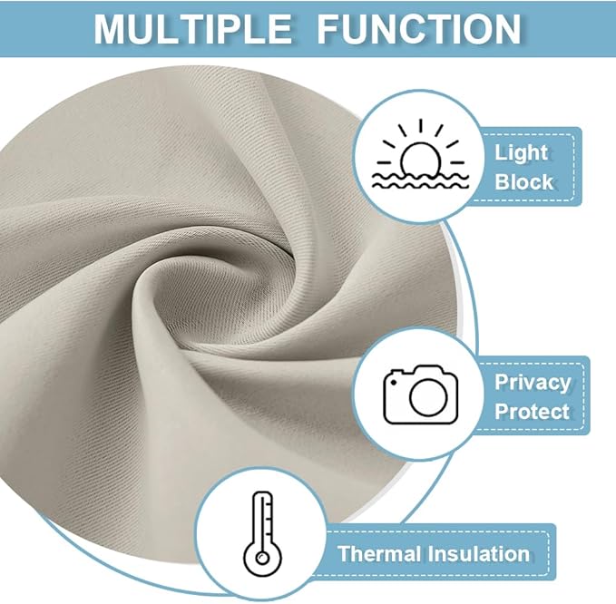 RYB HOME Door Curtain for Door Window 80 inch - Privacy Front/Tricia/Patio French Door Window Curtains Sidelight Curtain Tie up Shade, W34 x L80 inch, Natural, 1 Panel