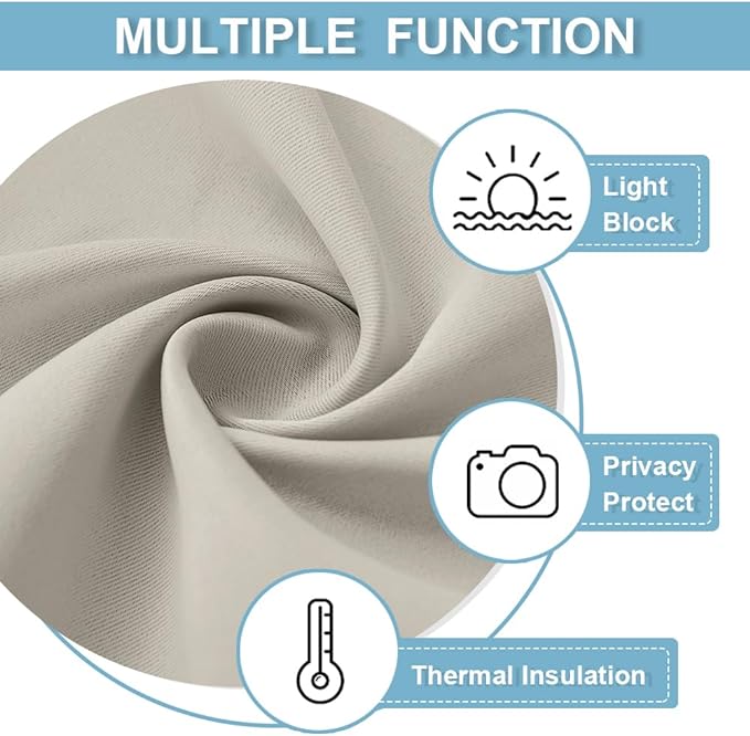 RYB HOME French Door Curtain - Privacy Blackout Window Tie up Shades for Kitchen Cabinet Dining Nursery Bathroom Glass Tricia Door Covering, W 26 x L 40 inches, Natural, 1 Panel