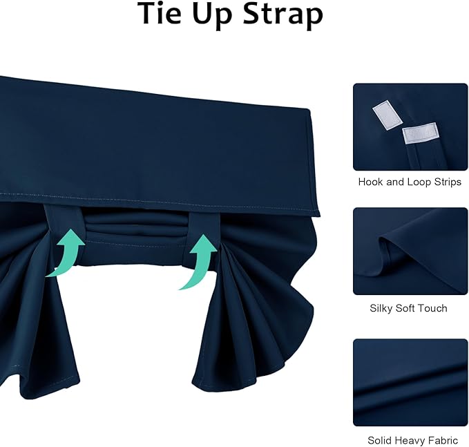 WdFour Small French Door Curtains with Silky Feel Thermal Insulated Noise Reducing Blackout Curtains for Glass Door Office (Navy Blue, 34 * 40,1 Panel)