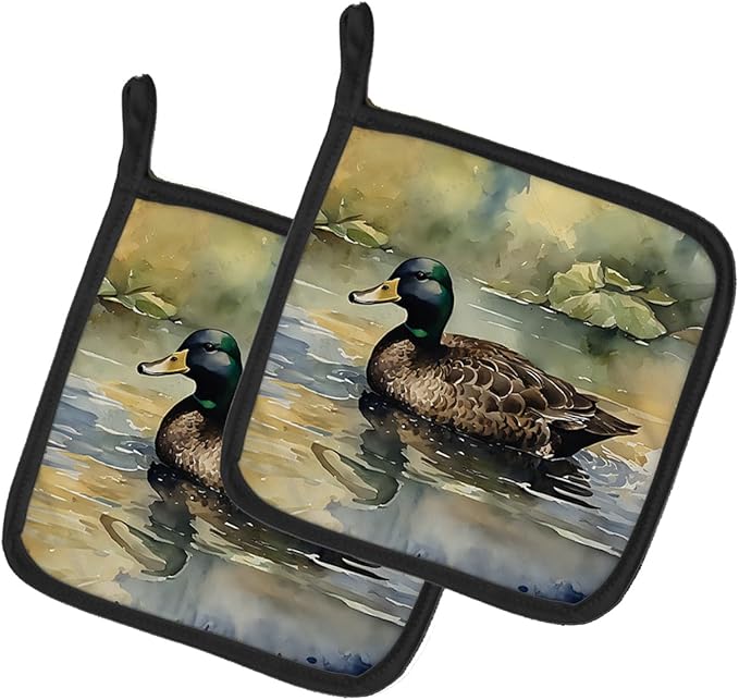 Caroline's Treasures American Black Duck Pair of Pot Holders Kitchen Heat Resistant Pot Holders Sets Oven Hot Pads for Cooking Baking BBQ, 7 1/2 x 7 1/2