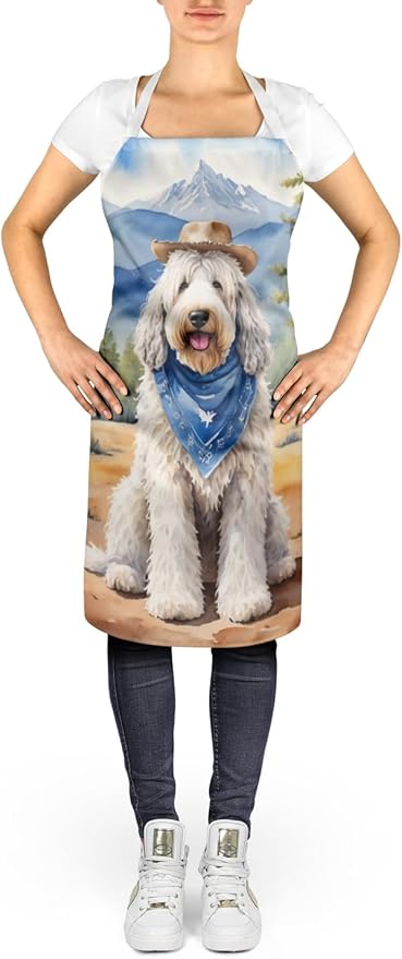 Caroline's Treasures Komondor Cowboy Welcome Apron Cooking Kitchen Server Baking Crafts Gardening for Adult Women Men, Unisex, Large, Multicolor