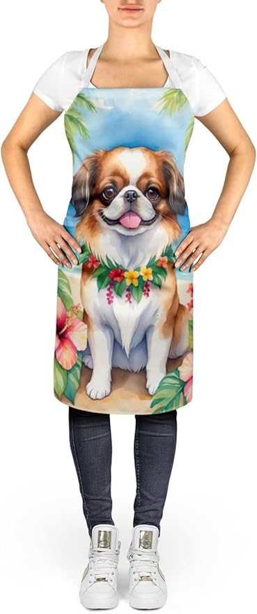 Caroline's Treasures Japanese Chin Luau Apron Cooking Kitchen Server Baking Crafts Gardening for Adult Women Men, Unisex, Large, Multicolor