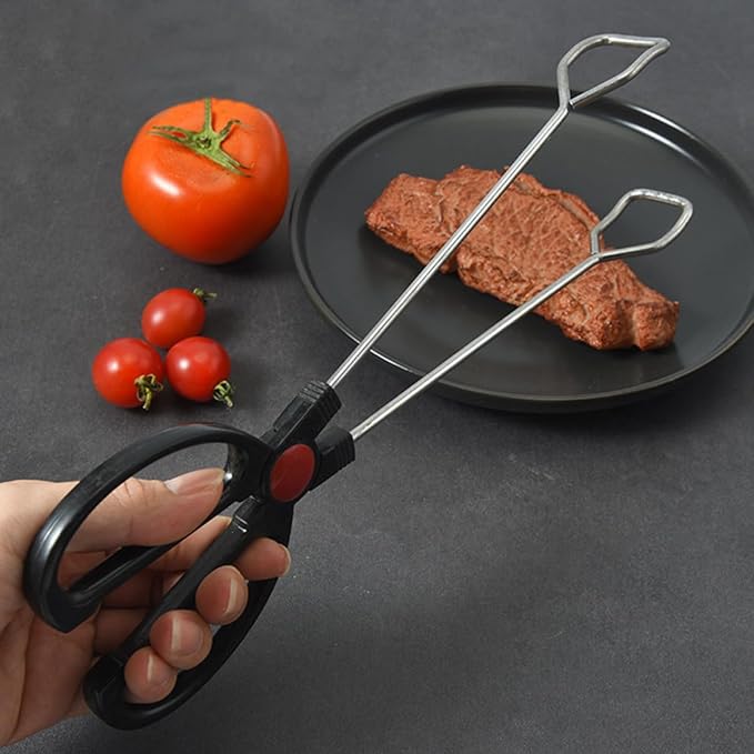 OSALADI 2pcs Stainless Steel Kitchen Tongs Bbq Food Buffet Serving Tongs with Heat Resistant Handles for Grill and Outdoor Cooking
