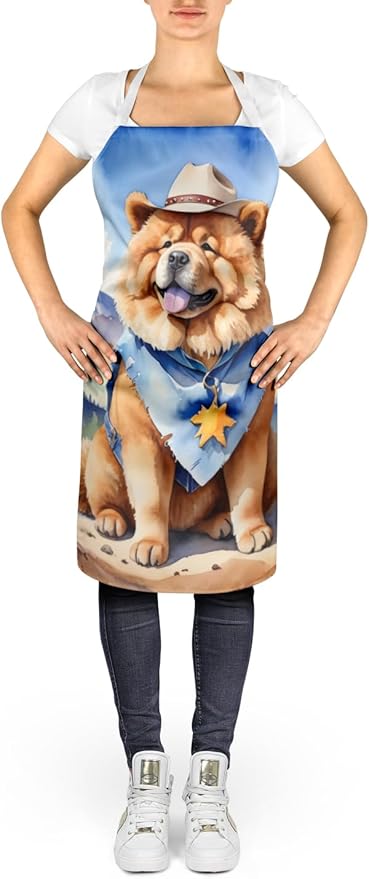 Caroline's Treasures Chow Chow Cowboy Welcome Apron Cooking Kitchen Server Baking Crafts Gardening for Adult Women Men, Unisex, Large, Multicolor