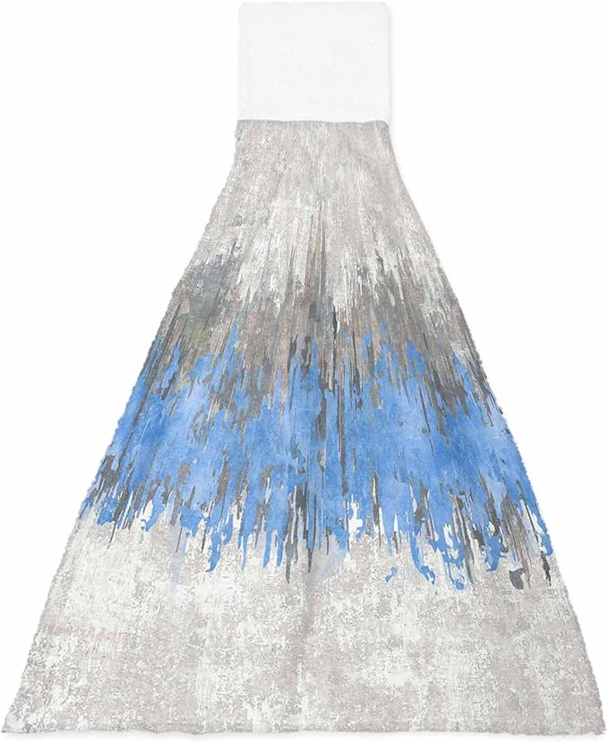 Alandar Home Kitchen Tie Towel Set of 1, Abstract Blue Grey Graffiti Absorbent Soft Hand Towels for Bathroom Hanging Towels, Modern Minimalist Style Fast Drying Cleaning Cloth with Loop