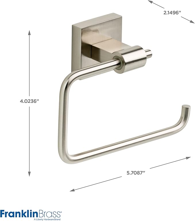 Franklin Brass Maxted (2-Pack) Toilet Paper Holder Satin Nickel Tissue Roll Holder for Bathroom Organization and Storage Euro/Single Post/Hook Toilet Tissue Holder Wall Bathroom Accessories MAX50-SN