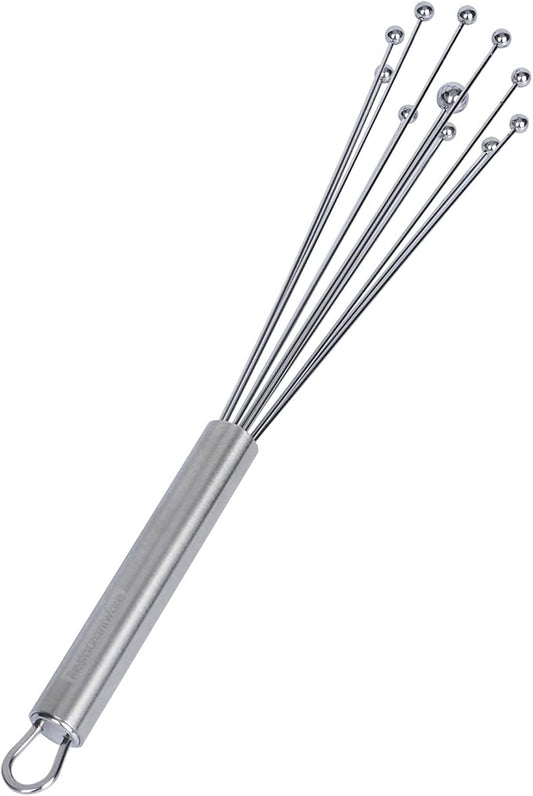 Restaurantware 10.5 in Stainless Steel Ball Whisk - 24 Pack - German Standard Egg Beater with Ergonomic Handle, Dishwasher Safe - Manual Mixer Cooking Whisk for Baking, Stirring, Sauces, Beating