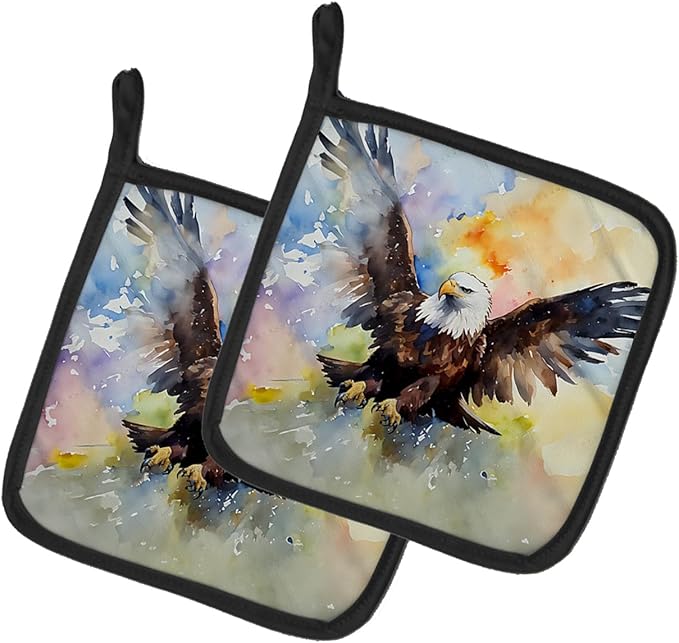 Caroline's Treasures Eagle Pair of Pot Holders Kitchen Heat Resistant Pot Holders Sets Oven Hot Pads for Cooking Baking BBQ, 7 1/2 x 7 1/2