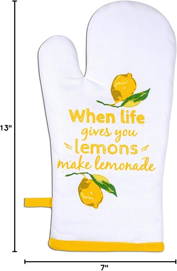 AMOUR INFINI Oven Mitts Set of 1 Quilted Liner with Hanging Loop Non Slip, Heat Resistant, Washable Reusable Oven Mitt (Citrus Splash 7x13 Inches)