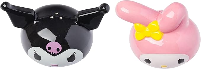 Silver Buffalo Sanrio Hello Kitty and Friends My Melody And Kuromi 3D Sculpted Ceramic Salt and Pepper Shaker Set